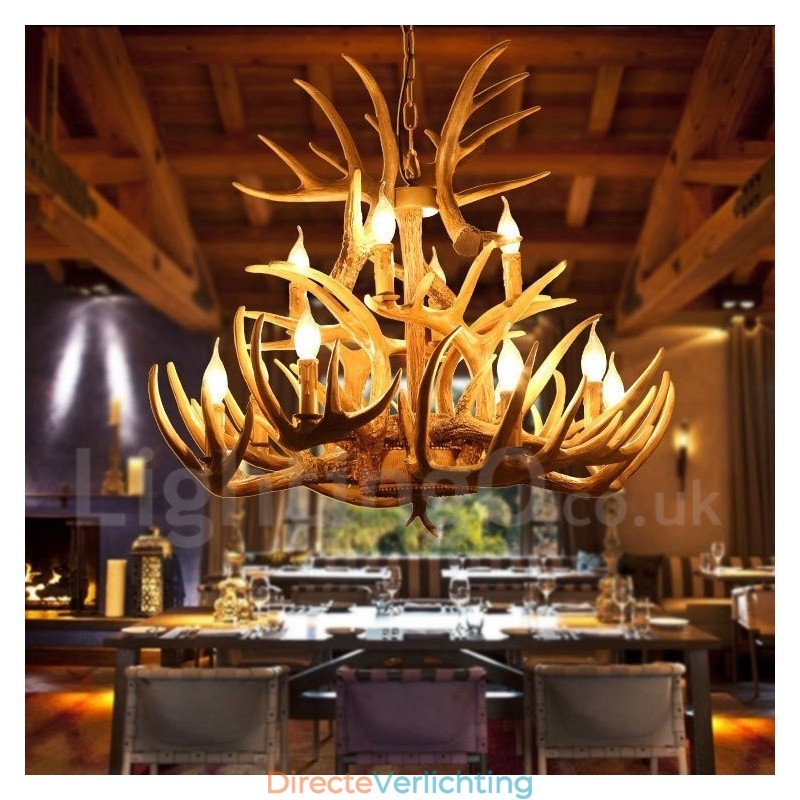 Vintage landelijke kroonluchter met 12 lampen