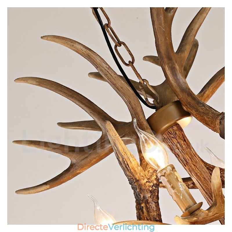 Vintage landelijke kroonluchter met 12 lampen