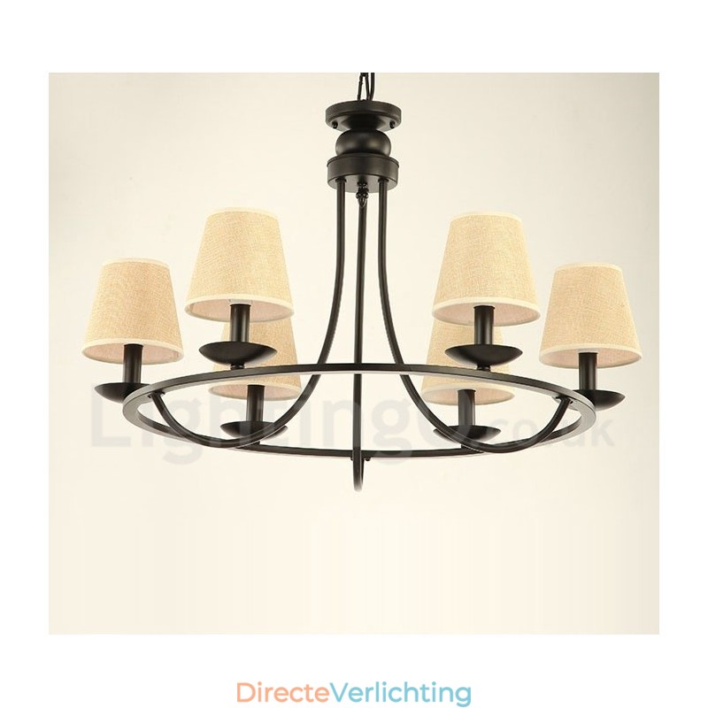 Landelijke Retro 6-lichts kroonluchterlamp met één laag