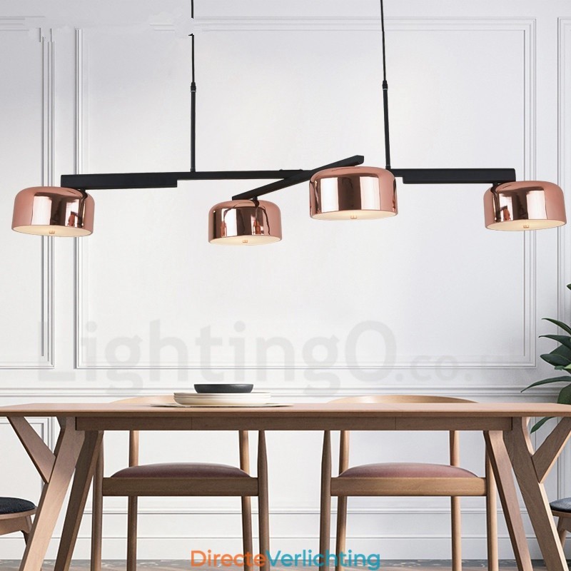 4-lichts enkellaags moderne, eigentijdse, draaibare kroonluchterlamp