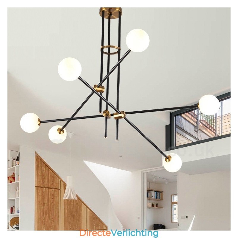 Moderne eigentijdse 6-lichts 3-laags kroonluchterlamp