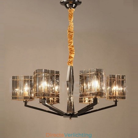 6-lichts moderne, eigentijdse kroonluchter met één laag 6-lichts moderne, eigentijdse kroonluchter met één laag