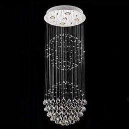 Hanglamp Moderne Kristallen Kroonluchter 5 Lampen Zilveren Baldakijn Helder Kristallen Bol Plafondlampen Armaturen