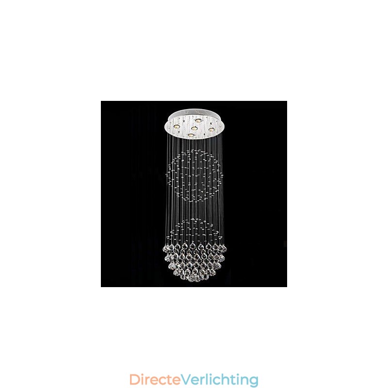 Hanglamp Moderne Kristallen Kroonluchter 5 Lampen Zilveren Baldakijn Helder Kristallen Bol Plafondlampen Armaturen