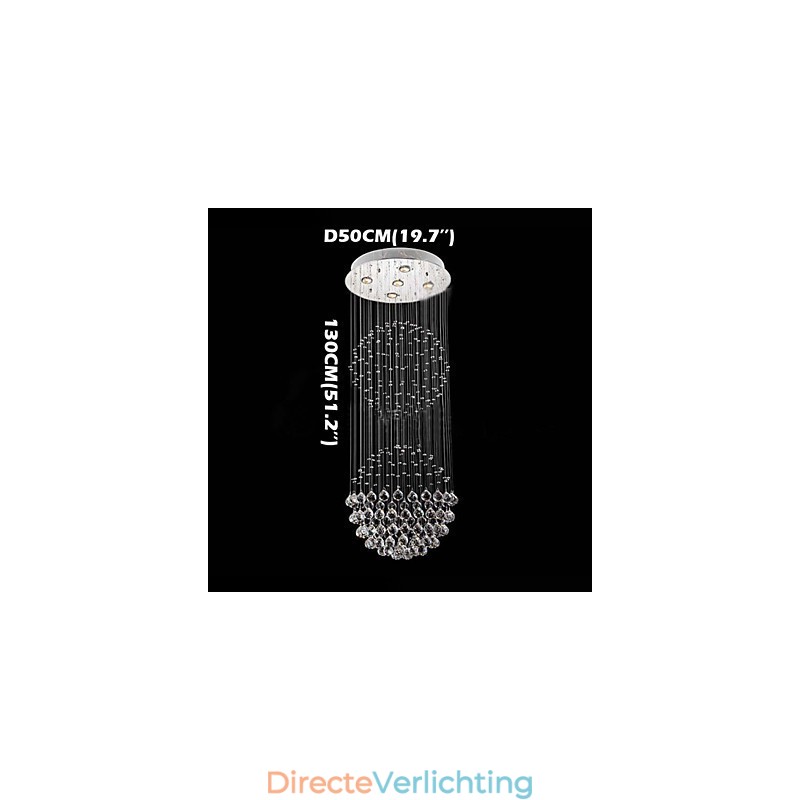 Hanglamp Moderne Kristallen Kroonluchter 5 Lampen Zilveren Baldakijn Helder Kristallen Bol Plafondlampen Armaturen