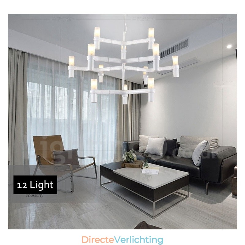 12 Licht 3-laags moderne eigentijdse kroonluchterlamp