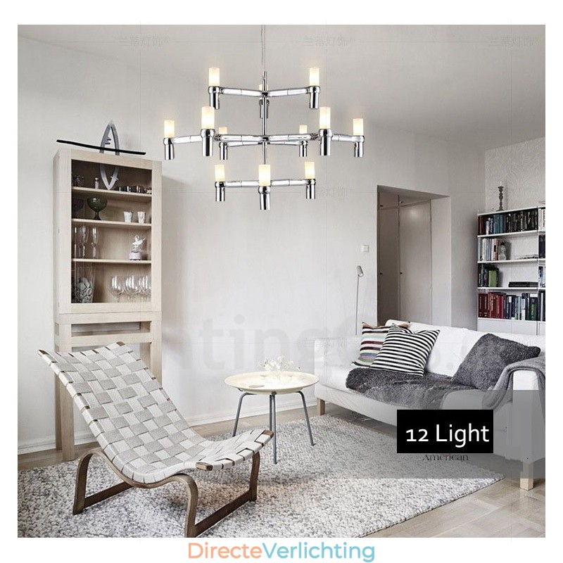 12 Licht 3-laags moderne eigentijdse kroonluchterlamp