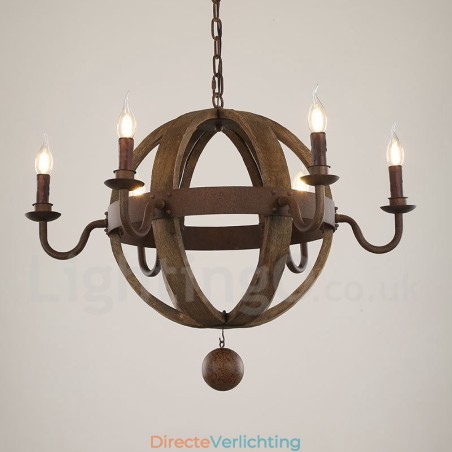Land Vintage Houten 6 Lichts Kroonluchter Lamp Licht Land Vintage Houten 6 Lichts Kroonluchter Lamp Licht