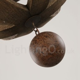Land Vintage Houten 6 Lichts Kroonluchter Lamp Licht