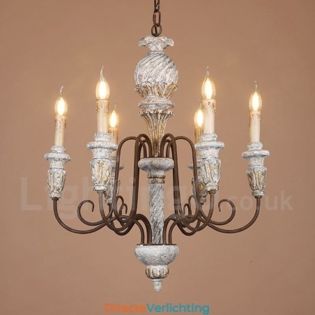Land Vintage Houten 6 Lichts Enkelvoudige Kroonluchter voor Licht Land Vintage Houten 6 Lichts Enkelvoudige Kroonluchter voor Licht