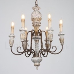 Land Vintage Houten 6 Lichts Enkelvoudige Kroonluchter voor Licht
