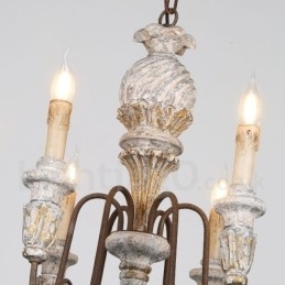 Land Vintage Houten 6 Lichts Enkelvoudige Kroonluchter voor Licht