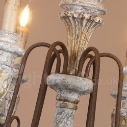 Land Vintage Houten 6 Lichts Enkelvoudige Kroonluchter voor Licht