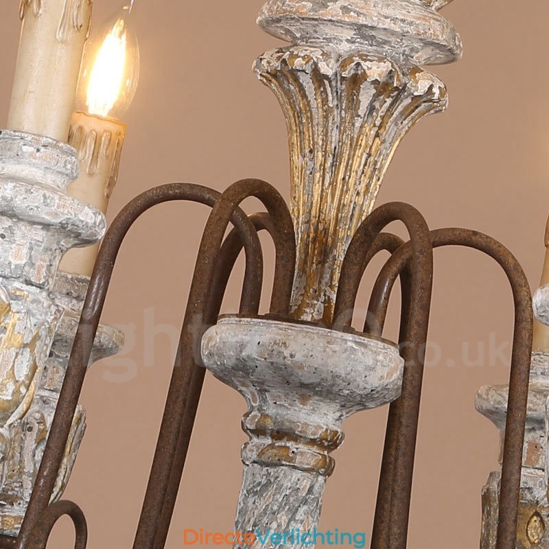 Land Vintage Houten 6 Lichts Enkelvoudige Kroonluchter voor Licht