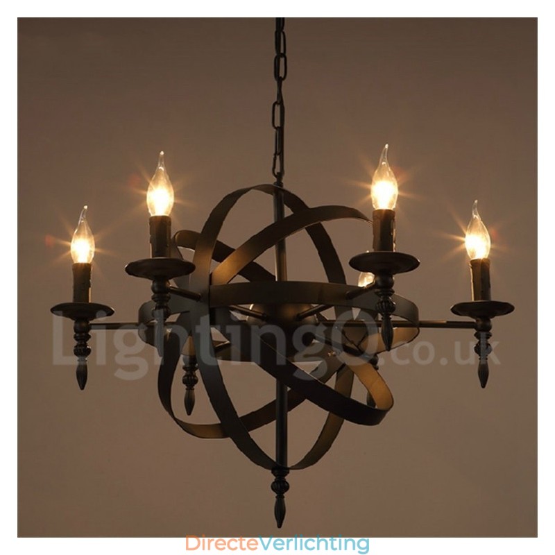 Retro Vintage Metalen 6 Lichts Enkelvoudige Kroonluchterlamp