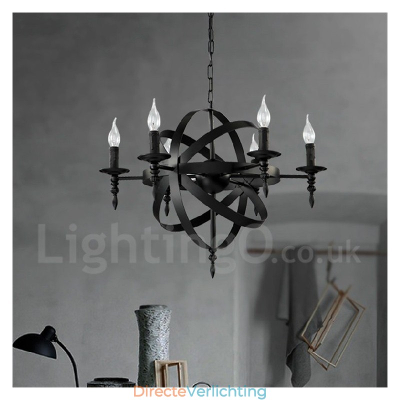 Retro Vintage Metalen 6 Lichts Enkelvoudige Kroonluchterlamp