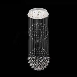 Hanglamp Moderne Kristallen Kroonluchter 5 Lampen Zilveren Baldakijn Helder Kristallen Bol Plafondlampen Armaturen