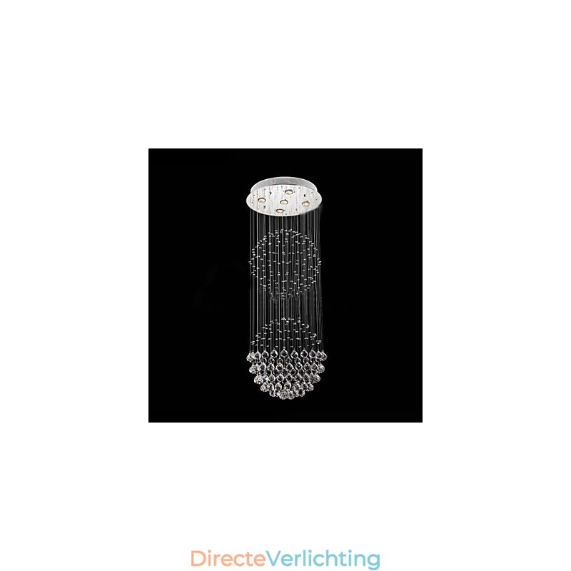 Hanglamp Moderne Kristallen Kroonluchter 5 Lampen Zilveren Baldakijn Helder Kristallen Bol Plafondlampen Armaturen