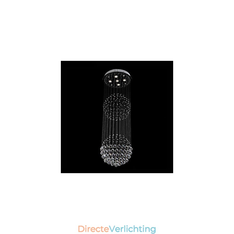 Hanglamp Moderne Kristallen Kroonluchter 5 Lampen Zilveren Baldakijn Helder Kristallen Bol Plafondlampen Armaturen