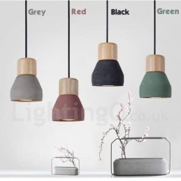 Enkelvoudige moderne, eigentijdse, veelkleurige hanglamp van hout en beton