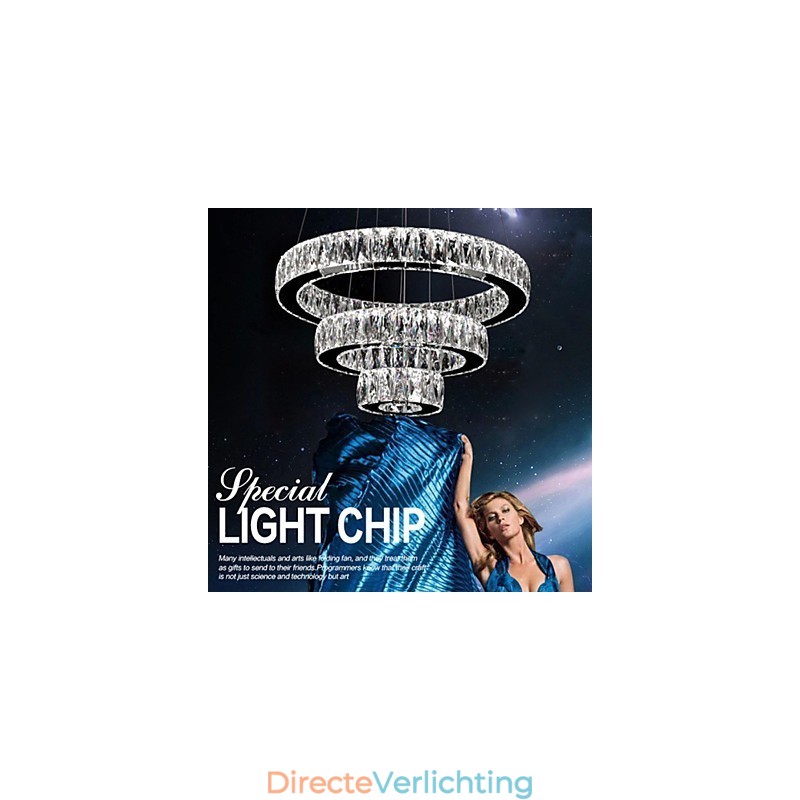 Kristallen kroonluchterlampen moderne verlichting drie ringen D305070 K9 grote kristallen plafondlampen
