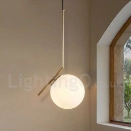 1-lichts moderne, eigentijdse hanglamp met glazen kap