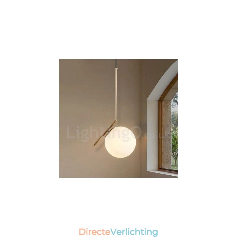 1-lichts moderne, eigentijdse hanglamp met glazen kap