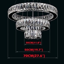 Kristallen kroonluchterlampen moderne verlichting drie ringen D305070 K9 grote kristallen plafondlampen