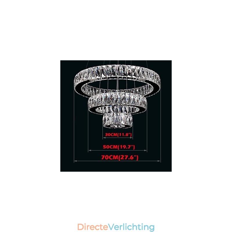 Kristallen kroonluchterlampen moderne verlichting drie ringen D305070 K9 grote kristallen plafondlampen