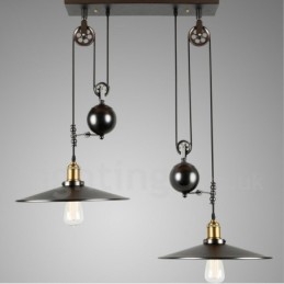 2-lichts landelijke vintage metalen hanglamp