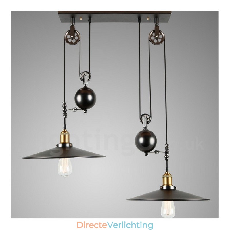 2-lichts landelijke vintage metalen hanglamp