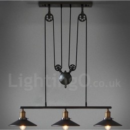 3-lichts landelijke vintage metalen hanglamp