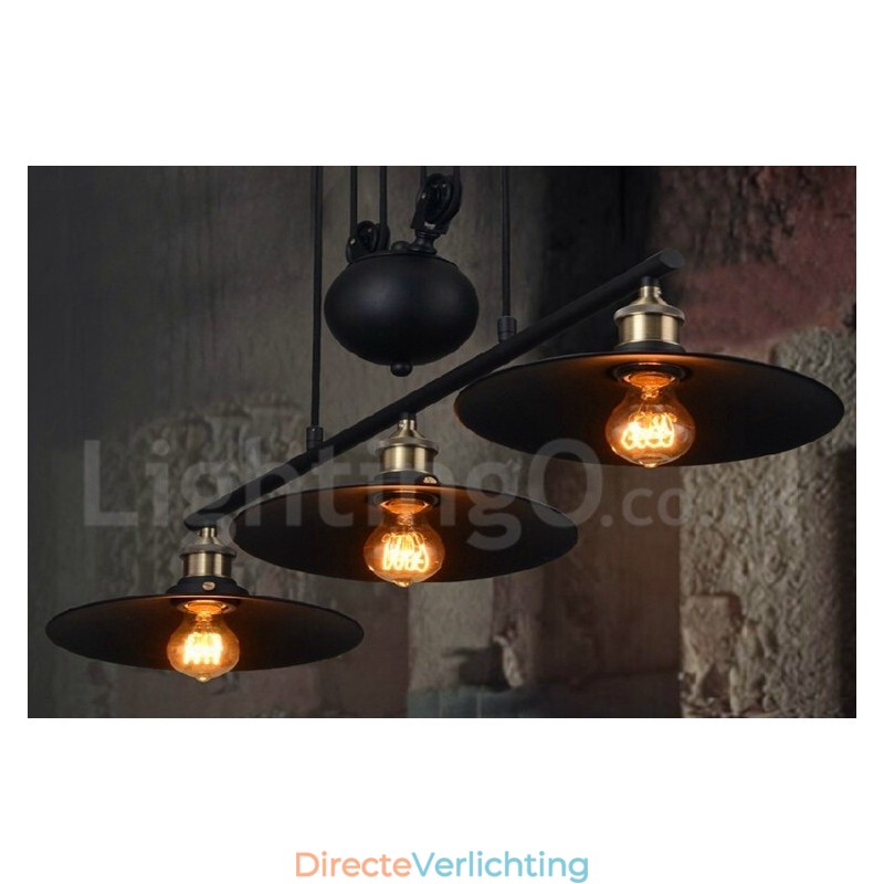 3-lichts landelijke vintage metalen hanglamp