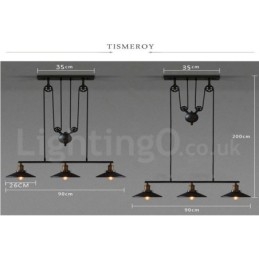 3-lichts landelijke vintage metalen hanglamp