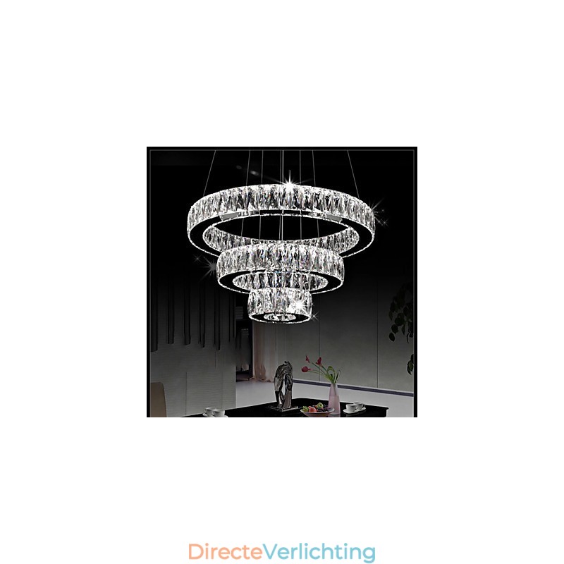 Kristallen kroonluchterlampen moderne verlichting drie ringen D305070 K9 grote kristallen plafondlampen