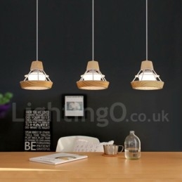 Eetkamer metalen houten hanglamp