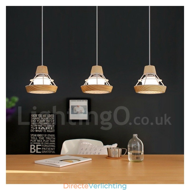 Eetkamer metalen houten hanglamp