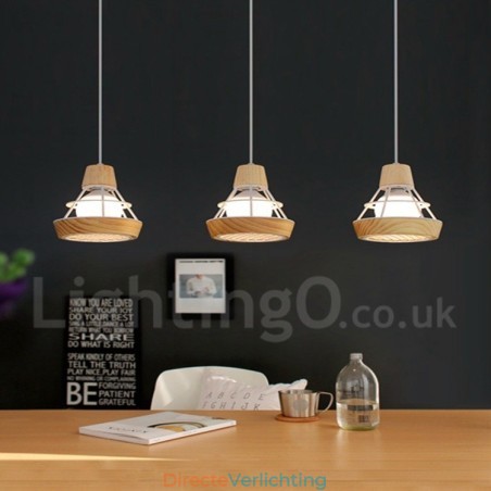 Eetkamer metalen houten hanglamp Eetkamer metalen houten hanglamp