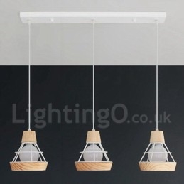 Eetkamer metalen houten hanglamp
