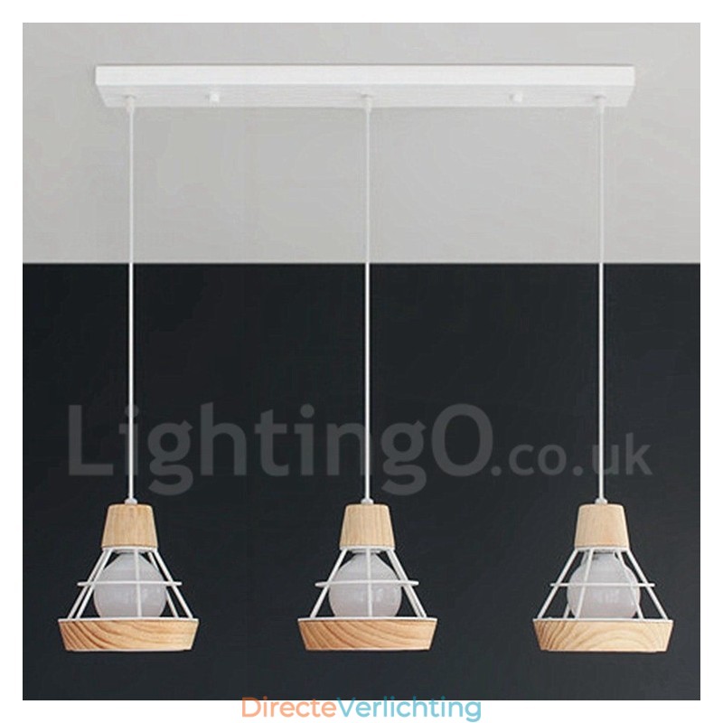 Eetkamer metalen houten hanglamp