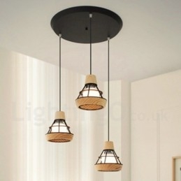 Eetkamer metalen houten hanglamp