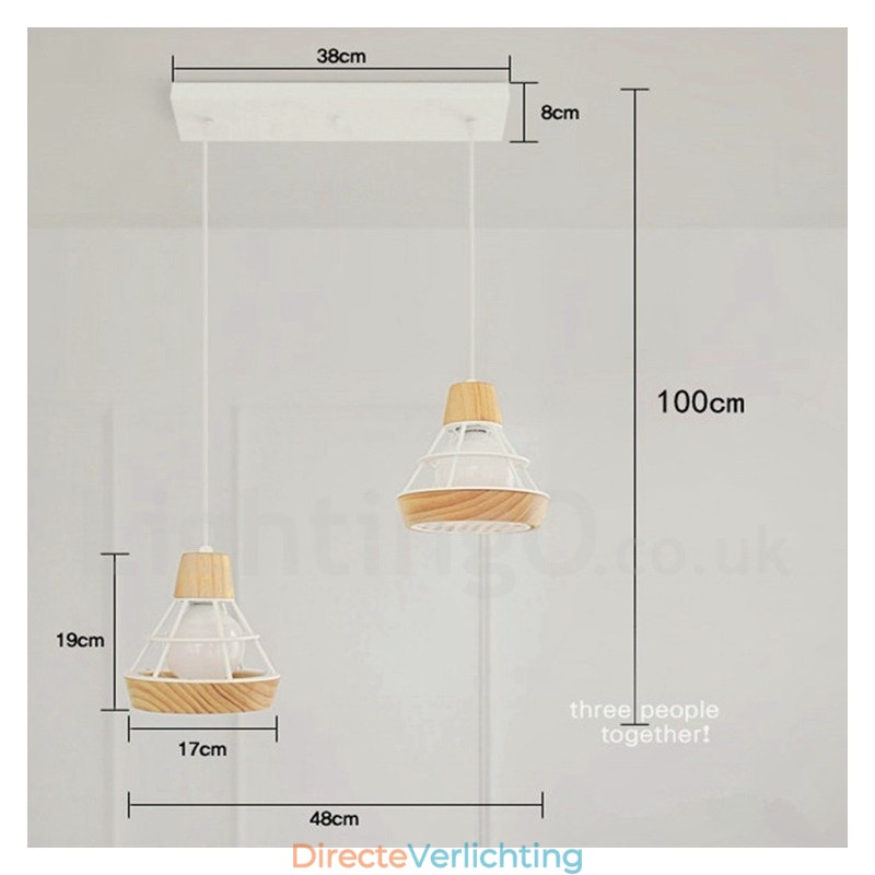 Eetkamer metalen houten hanglamp
