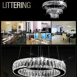 Kristallen kroonluchterlampen moderne verlichting drie ringen D305070 K9 grote kristallen plafondlampen