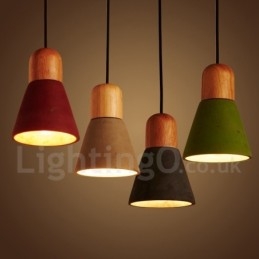 Moderne, eigentijdse houten, veelkleurige betonnen hanglamp