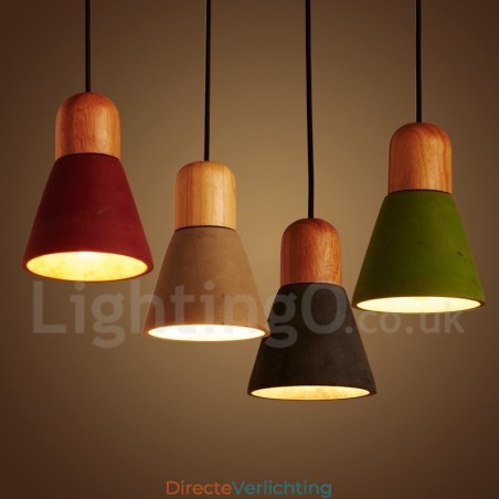 Moderne, eigentijdse houten, veelkleurige betonnen hanglamp Moderne, eigentijdse houten, veelkleurige betonnen hanglamp