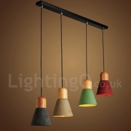 Moderne, eigentijdse houten, veelkleurige betonnen hanglamp