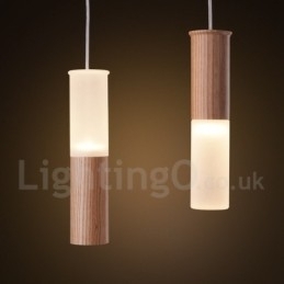 Moderne, eigentijdse 7-lichts houten hanglamp