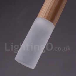 Moderne, eigentijdse 7-lichts houten hanglamp