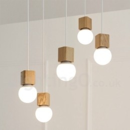 5-lichts rustieke lodge hanglamp van hout