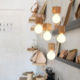 5-lichts rustieke lodge hanglamp van hout